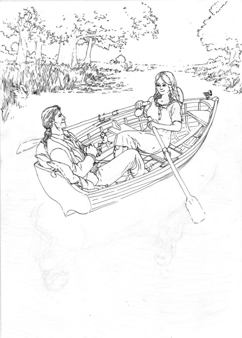 Xanthe and Skryker Boating - Inks by Lee O'Connor